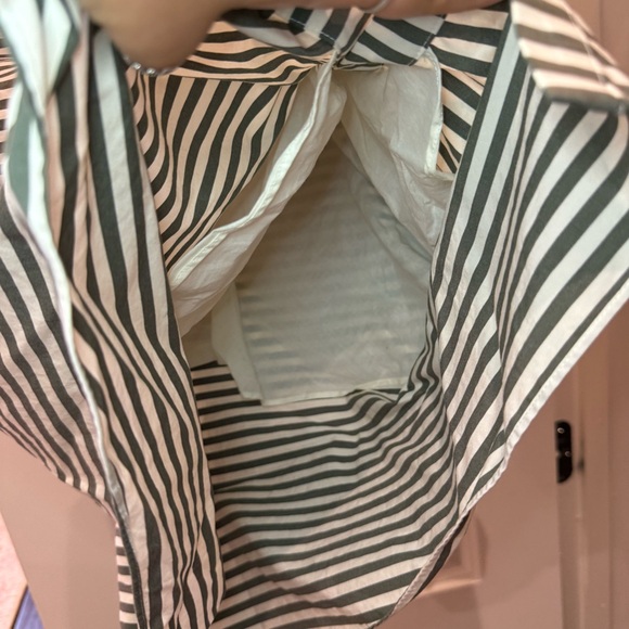 Veronica Beard Striped Asymmetric-Button Midi Dress Green White size 16 - Picture 12 of 15